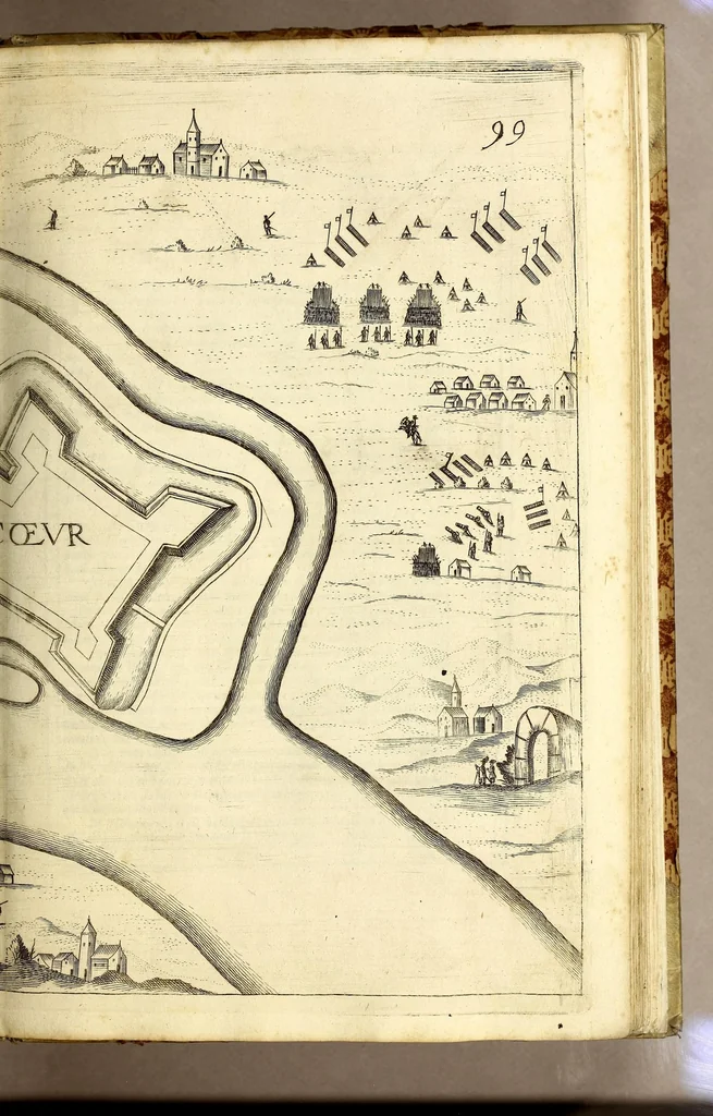 An illustration from Teatro del Belgio, o' Sia descritione delle diecisette provincie del medesimo; : con le piante delle città, e fortezze principali; da chi al presente possesse; come, in qual modo, & in qual tempo acquistate. Aggiontovi vn succinto racconto di quanto è occorso dalla mossa d'armi del rè christianissimo contro gli Stati generali delle Provincie Unite sin' al fine del 1672., 1683, leaf 511