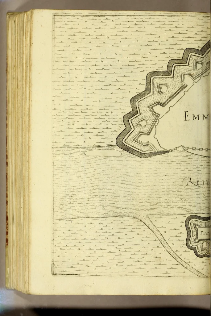An illustration from Teatro del Belgio, o' Sia descritione delle diecisette provincie del medesimo; : con le piante delle città, e fortezze principali; da chi al presente possesse; come, in qual modo, & in qual tempo acquistate. Aggiontovi vn succinto racconto di quanto è occorso dalla mossa d'armi del rè christianissimo contro gli Stati generali delle Provincie Unite sin' al fine del 1672., 1683, leaf 576
