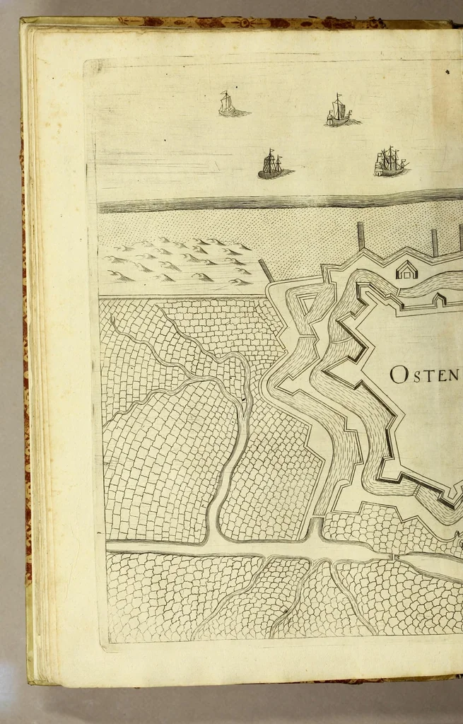 An illustration from Teatro del Belgio, o' Sia descritione delle diecisette provincie del medesimo; : con le piante delle città, e fortezze principali; da chi al presente possesse; come, in qual modo, & in qual tempo acquistate. Aggiontovi vn succinto racconto di quanto è occorso dalla mossa d'armi del rè christianissimo contro gli Stati generali delle Provincie Unite sin' al fine del 1672., 1683, leaf 70