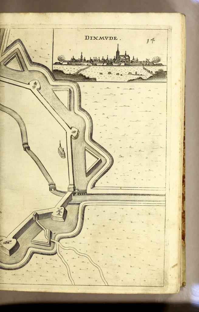 An illustration from Teatro del Belgio, o' Sia descritione delle diecisette provincie del medesimo; : con le piante delle città, e fortezze principali; da chi al presente possesse; come, in qual modo, & in qual tempo acquistate. Aggiontovi vn succinto racconto di quanto è occorso dalla mossa d'armi del rè christianissimo contro gli Stati generali delle Provincie Unite sin' al fine del 1672., 1683, leaf 87