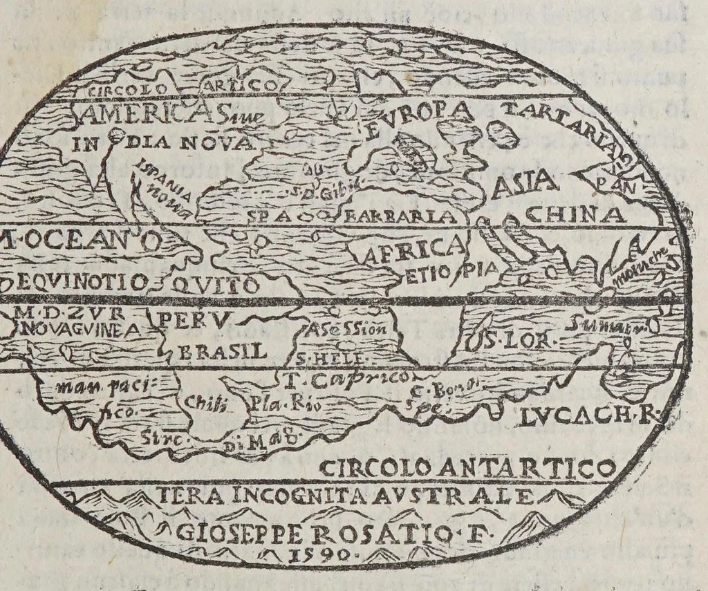 An illustration from Teatro del cielo e della terra, : nel qual si discorre breuemente. Del centro, e doue sia. Del terremoto e sue cause. De'fiumi, e loro proprietà ... Delle sfere, e come girino. Opera curiosa, & degna d'ogni eleuato spirito., 1597, leaf 21