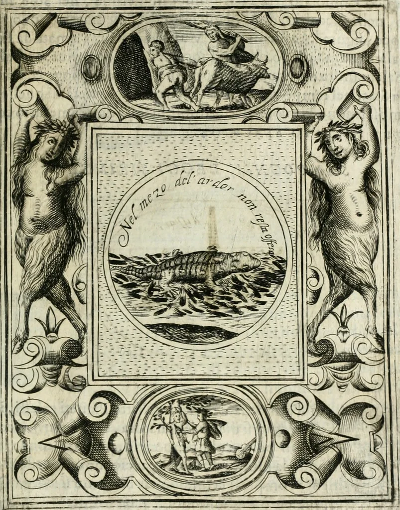 An illustration from Teatro d'imprese, 1623, leaf 1128