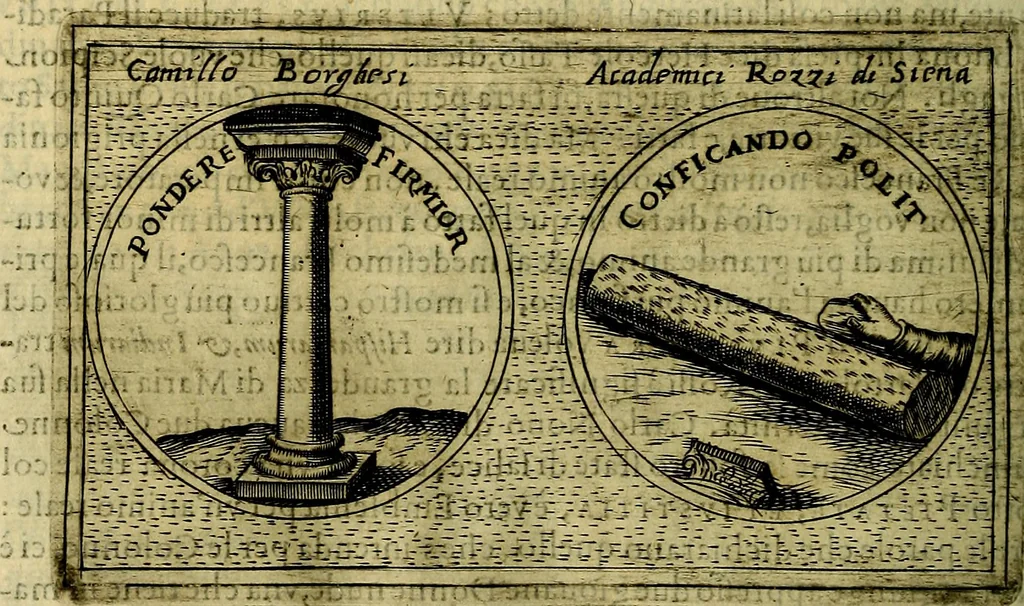 An illustration from Teatro d'imprese, 1623, leaf 747