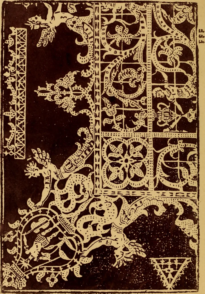 An illustration from A technical history of the manufacture of Venetian laces (Venice- Burano) / by G.M. Urbani de Gheltof ; translated by Lady Layard, 1882, leaf 19