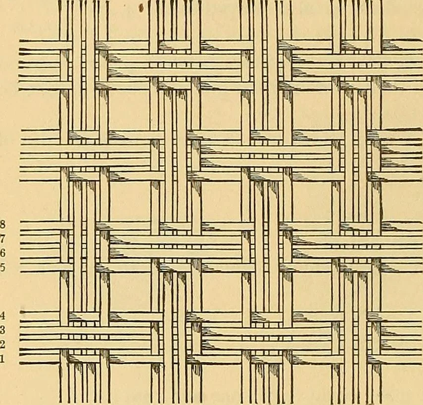An illustration from Technology of textile design. Being a practical treatise on the construction and application of weaves for all textile fabrics, with minute reference to the latest inventions for weaving, 1888, leaf 111