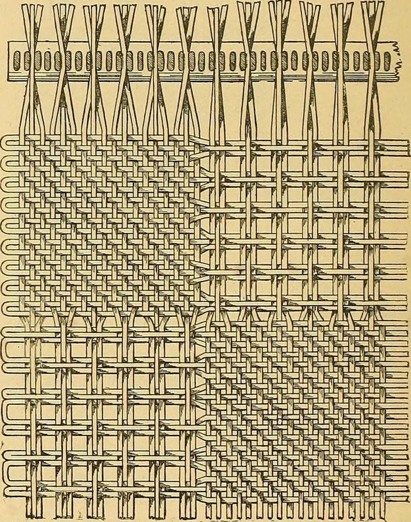 An illustration from Technology of textile design. Being a practical treatise on the construction and application of weaves for all textile fabrics, with minute reference to the latest inventions for weaving, 1888, leaf 111