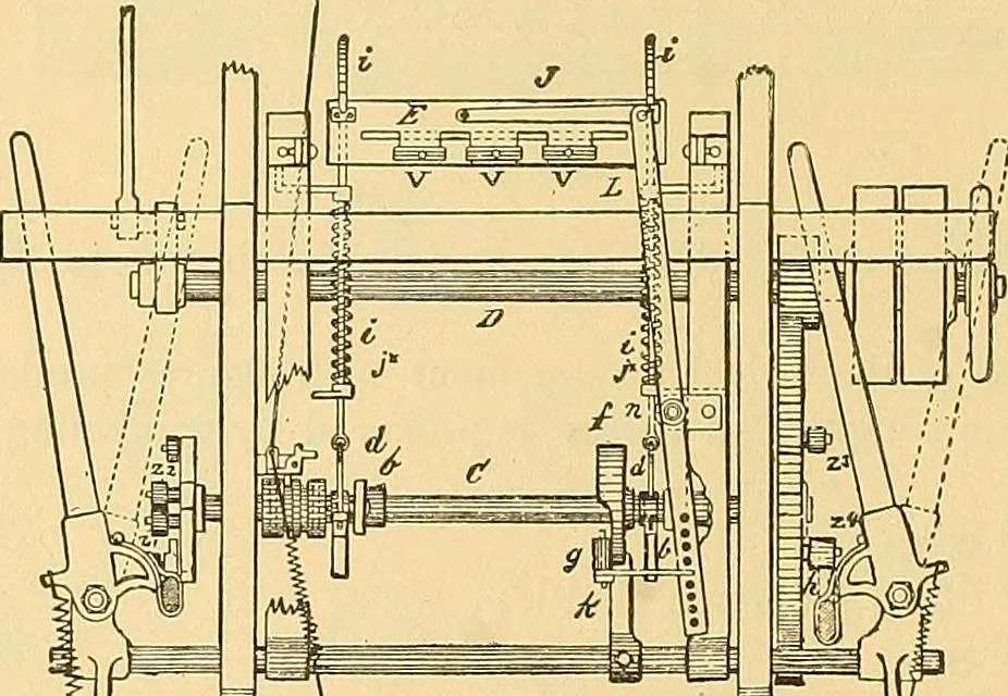 An illustration from Technology of textile design. Being a practical treatise on the construction and application of weaves for all textile fabrics, with minute reference to the latest inventions for weaving, 1888, leaf 119