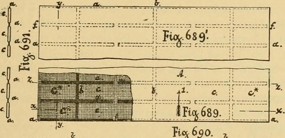 An illustration from Technology of textile design. Being a practical treatise on the construction and application of weaves for all textile fabrics, with minute reference to the latest inventions for weaving, 1888, leaf 144