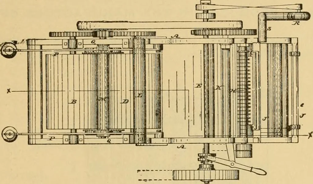 An illustration from Technology of textile design. Being a practical treatise on the construction and application of weaves for all textile fabrics, with minute reference to the latest inventions for weaving, 1888, leaf 166