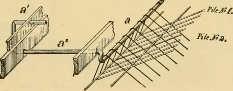 An illustration from Technology of textile design. Being a practical treatise on the construction and application of weaves for all textile fabrics, with minute reference to the latest inventions for weaving, 1888, leaf 184