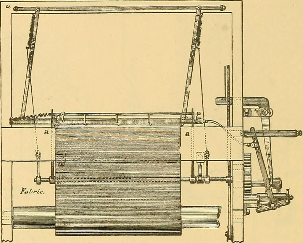 An illustration from Technology of textile design. Being a practical treatise on the construction and application of weaves for all textile fabrics, with minute reference to the latest inventions for weaving, 1888, leaf 185