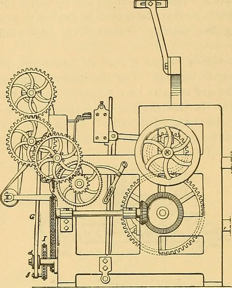 An illustration from Technology of textile design. Being a practical treatise on the construction and application of weaves for all textile fabrics, with minute reference to the latest inventions for weaving, 1888, leaf 207