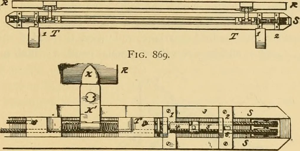 An illustration from Technology of textile design. Being a practical treatise on the construction and application of weaves for all textile fabrics, with minute reference to the latest inventions for weaving, 1888, leaf 210