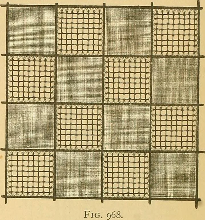 An illustration from Technology of textile design. Being a practical treatise on the construction and application of weaves for all textile fabrics, with minute reference to the latest inventions for weaving, 1888, leaf 243