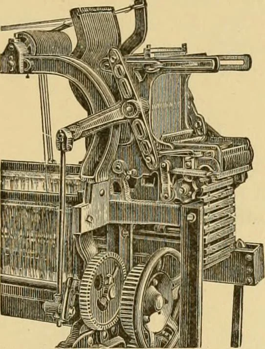 An illustration from Technology of textile design. Being a practical treatise on the construction and application of weaves for all textile fabrics, with minute reference to the latest inventions for weaving, 1888, leaf 246