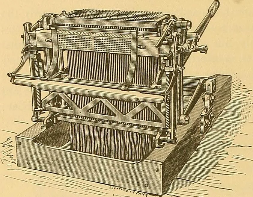 An illustration from Technology of textile design. Being a practical treatise on the construction and application of weaves for all textile fabrics, with minute reference to the latest inventions for weaving, 1888, leaf 259