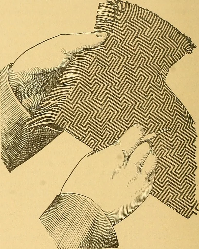 An illustration from Technology of textile design. Being a practical treatise on the construction and application of weaves for all textile fabrics, with minute reference to the latest inventions for weaving, 1888, leaf 267