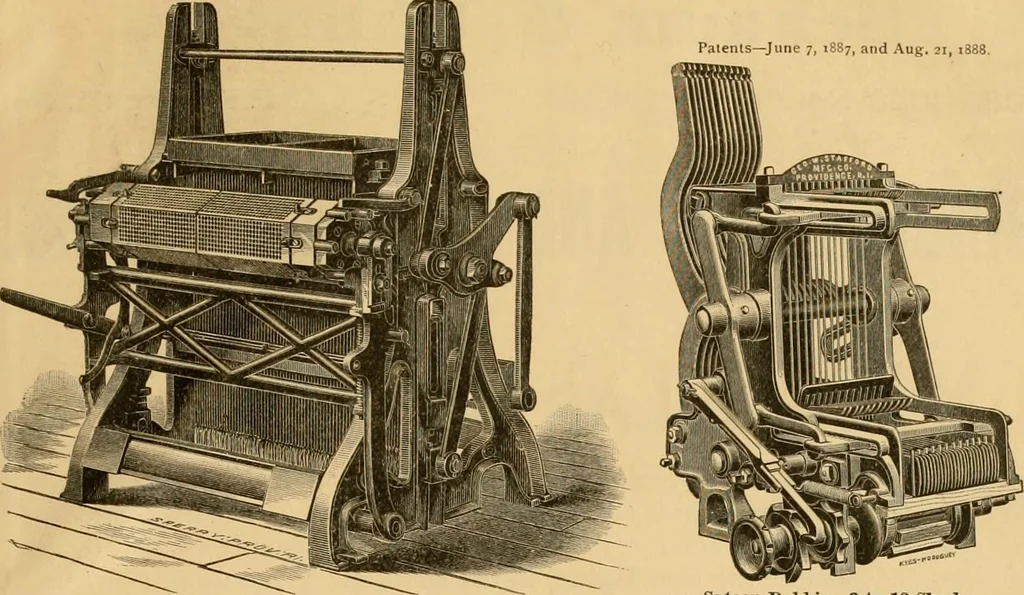 An illustration from Technology of textile design. Being a practical treatise on the construction and application of weaves for all textile fabrics, with minute reference to the latest inventions for weaving, 1888, leaf 314