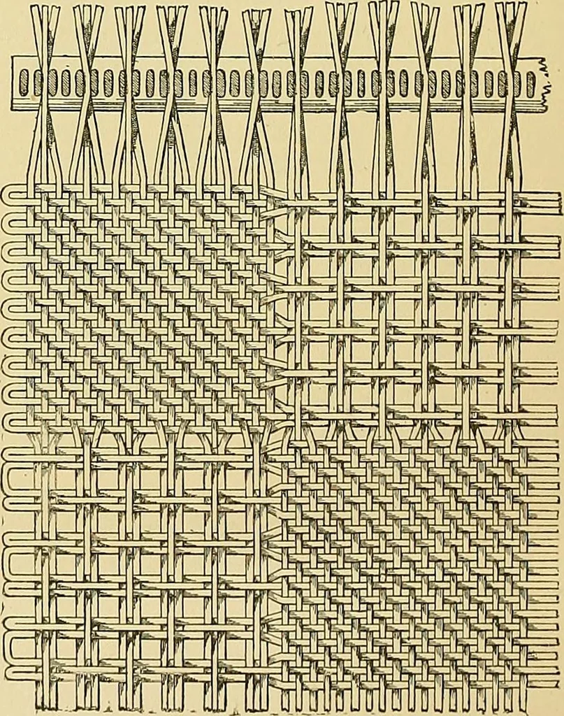 An illustration from Technology of textile design. Being a practical treatise on the construction and application of weaves for all textile fabrics, with minute reference to the latest inventions for weaving, 1888, leaf 113