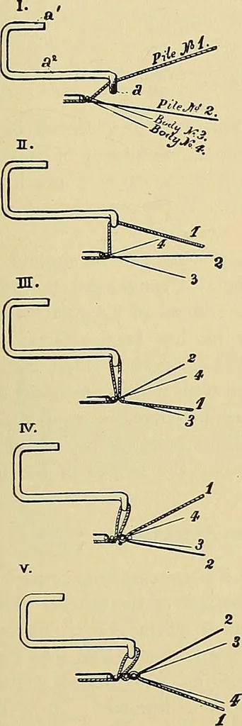 An illustration from Technology of textile design. Being a practical treatise on the construction and application of weaves for all textile fabrics, with minute reference to the latest inventions for weaving, 1888, leaf 188