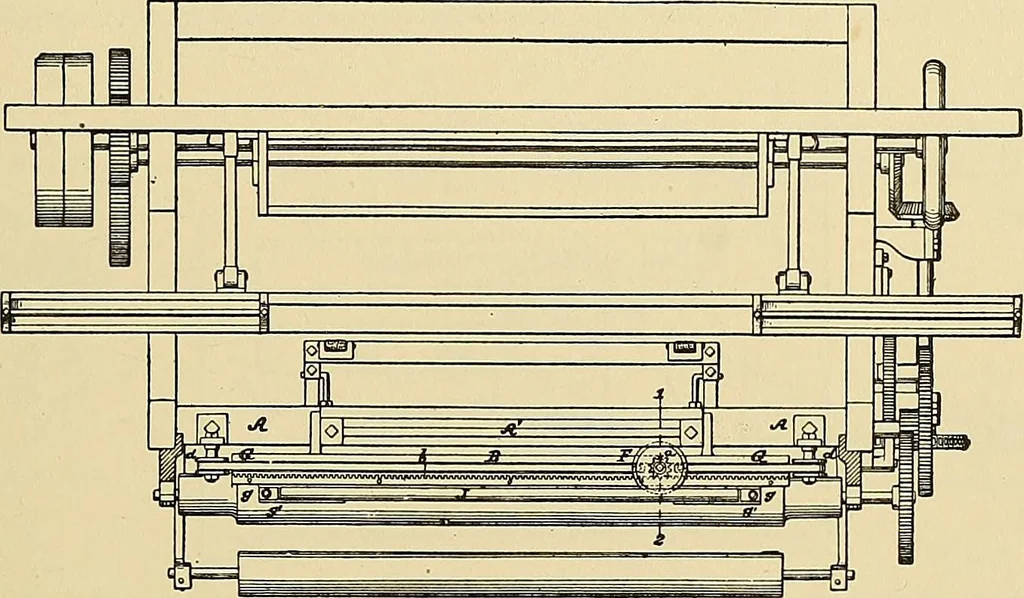 An illustration from Technology of textile design. Being a practical treatise on the construction and application of weaves for all textile fabrics, with minute reference to the latest inventions for weaving, 1888, leaf 210