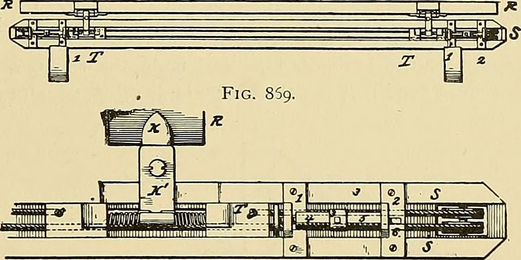 An illustration from Technology of textile design. Being a practical treatise on the construction and application of weaves for all textile fabrics, with minute reference to the latest inventions for weaving, 1888, leaf 212