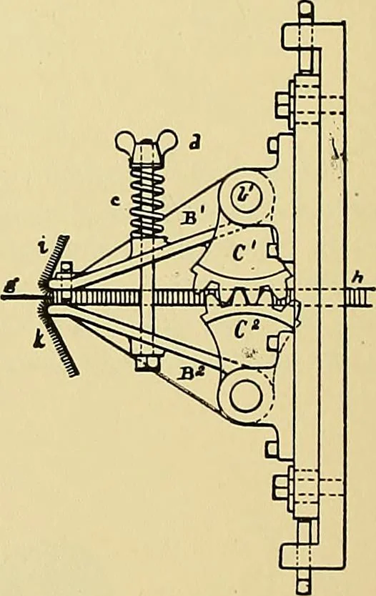 An illustration from Technology of textile design. Being a practical treatise on the construction and application of weaves for all textile fabrics, with minute reference to the latest inventions for weaving, 1888, leaf 213