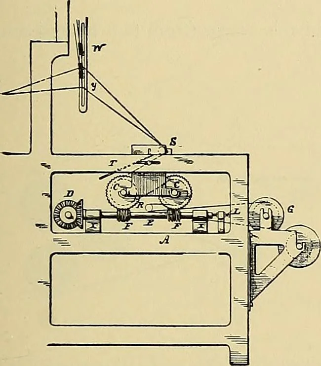 An illustration from Technology of textile design. Being a practical treatise on the construction and application of weaves for all textile fabrics, with minute reference to the latest inventions for weaving, 1888, leaf 216