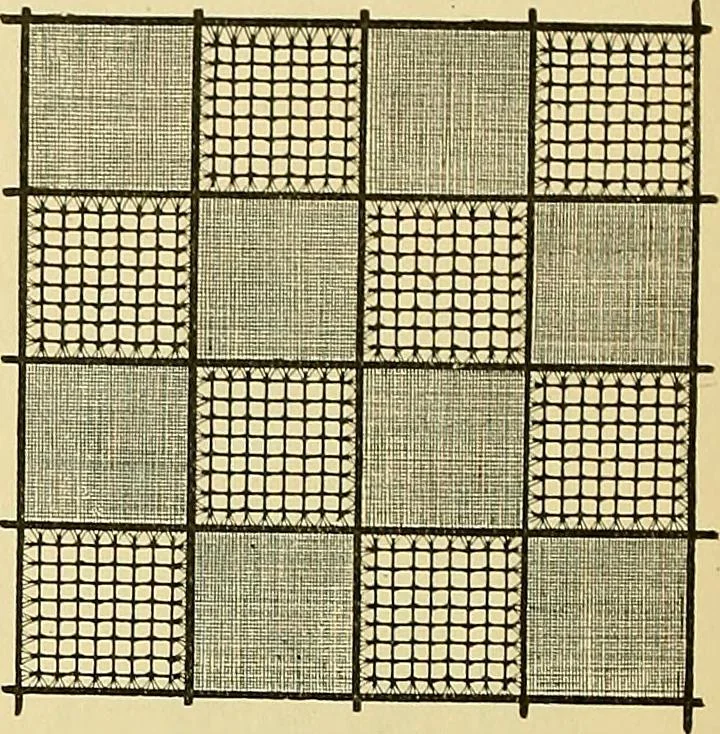 An illustration from Technology of textile design. Being a practical treatise on the construction and application of weaves for all textile fabrics, with minute reference to the latest inventions for weaving, 1888, leaf 245