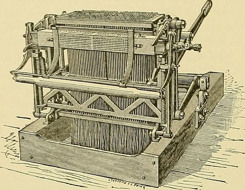 An illustration from Technology of textile design. Being a practical treatise on the construction and application of weaves for all textile fabrics, with minute reference to the latest inventions for weaving, 1888, leaf 261