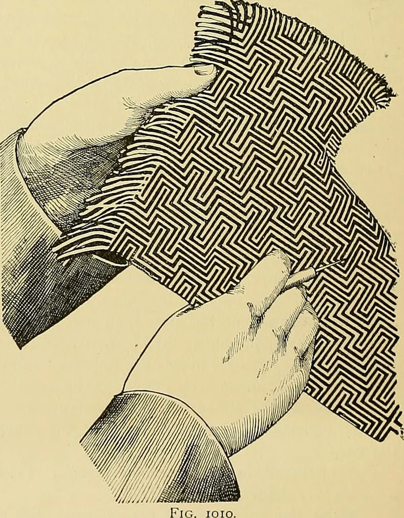 An illustration from Technology of textile design. Being a practical treatise on the construction and application of weaves for all textile fabrics, with minute reference to the latest inventions for weaving, 1888, leaf 269