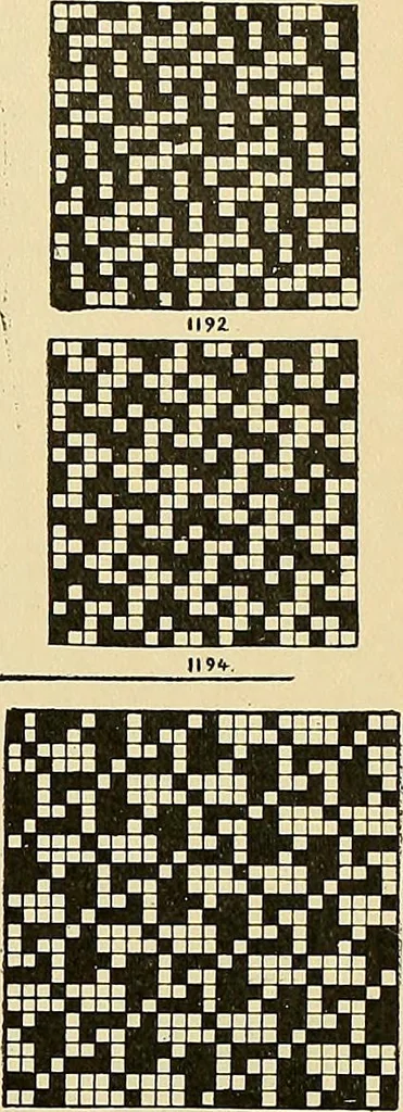 An illustration from Technology of textile design. Being a practical treatise on the construction and application of weaves for all textile fabrics, with minute reference to the latest inventions for weaving, 1888, leaf 286