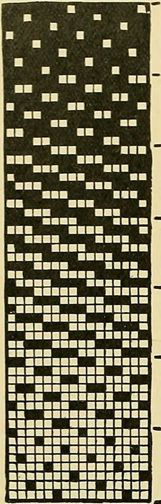 An illustration from Technology of textile design. Being a practical treatise on the construction and application of weaves for all textile fabrics, with minute reference to the latest inventions for weaving, 1888, leaf 289