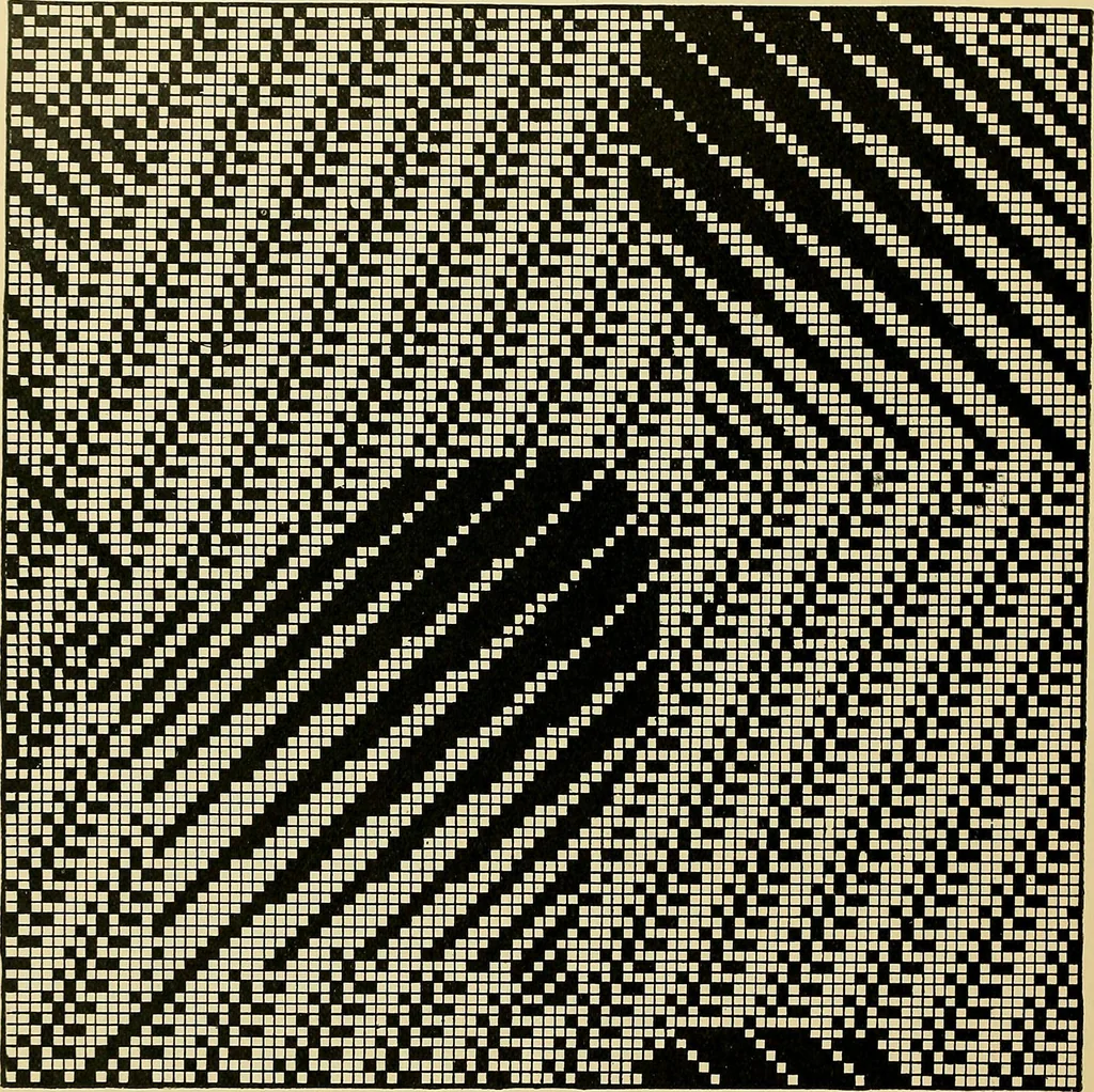 An illustration from Technology of textile design. Being a practical treatise on the construction and application of weaves for all textile fabrics, with minute reference to the latest inventions for weaving, 1888, leaf 293