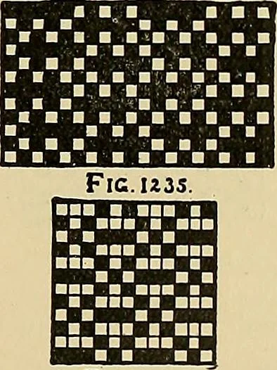 An illustration from Technology of textile design. Being a practical treatise on the construction and application of weaves for all textile fabrics, with minute reference to the latest inventions for weaving, 1888, leaf 296