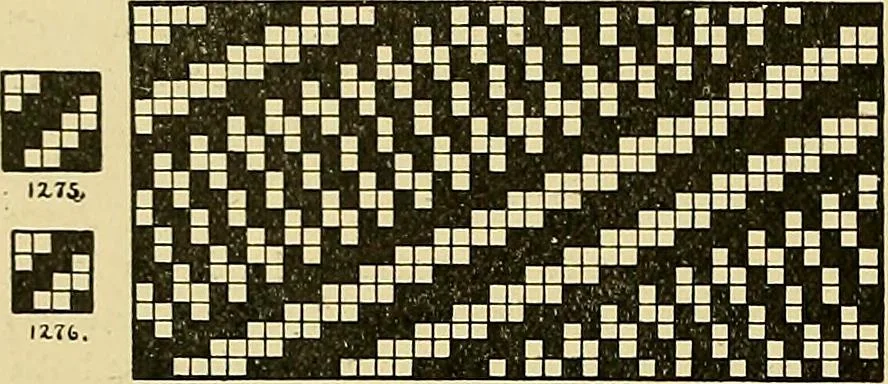 An illustration from Technology of textile design. Being a practical treatise on the construction and application of weaves for all textile fabrics, with minute reference to the latest inventions for weaving, 1888, leaf 303