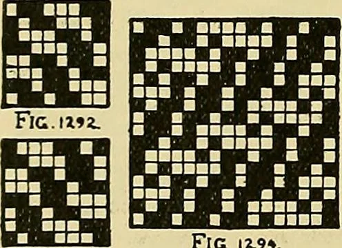 An illustration from Technology of textile design. Being a practical treatise on the construction and application of weaves for all textile fabrics, with minute reference to the latest inventions for weaving, 1888, leaf 305
