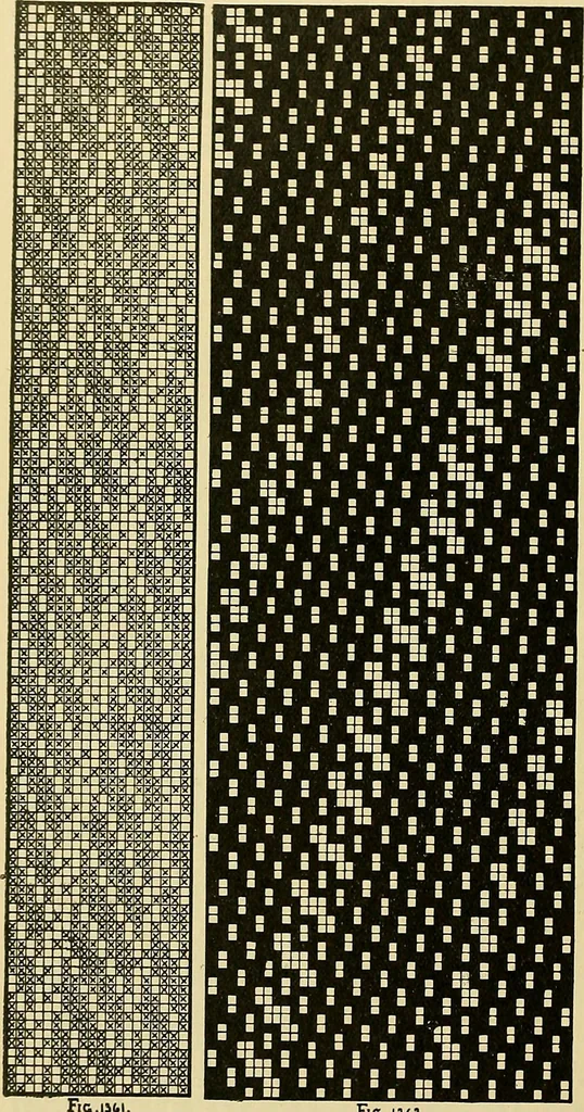 An illustration from Technology of textile design. Being a practical treatise on the construction and application of weaves for all textile fabrics, with minute reference to the latest inventions for weaving, 1888, leaf 315
