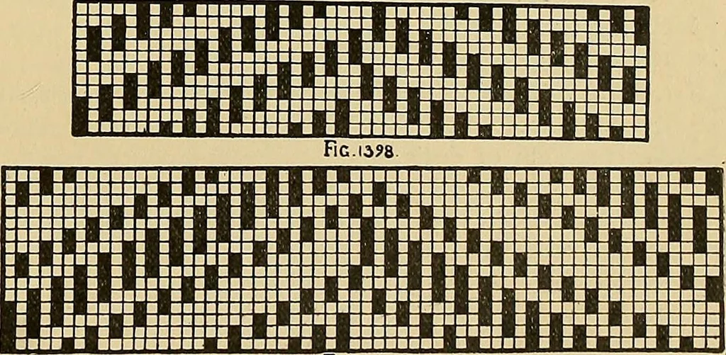 An illustration from Technology of textile design. Being a practical treatise on the construction and application of weaves for all textile fabrics, with minute reference to the latest inventions for weaving, 1888, leaf 320
