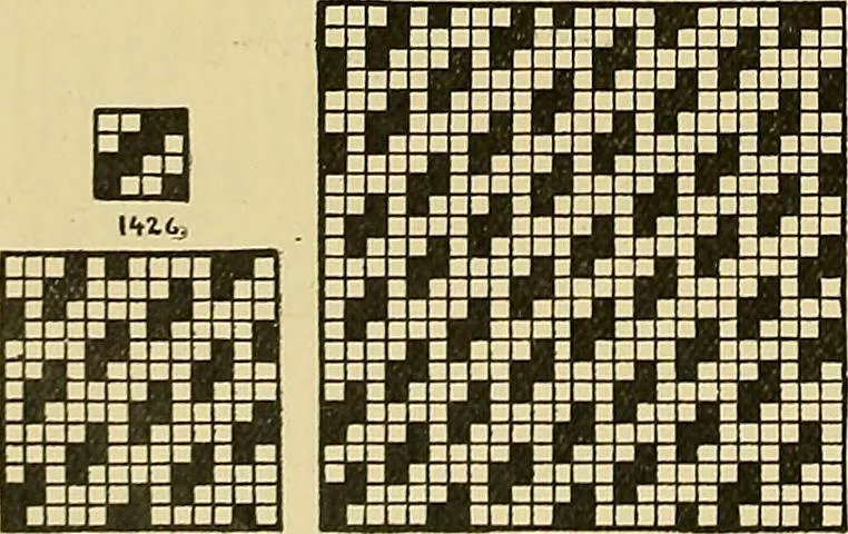 An illustration from Technology of textile design. Being a practical treatise on the construction and application of weaves for all textile fabrics, with minute reference to the latest inventions for weaving, 1888, leaf 323