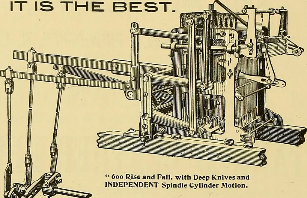 An illustration from Technology of textile design. Being a practical treatise on the construction and application of weaves for all textile fabrics, with minute reference to the latest inventions for weaving, 1888, leaf 335