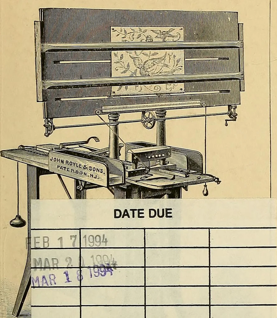An illustration from Technology of textile design. Being a practical treatise on the construction and application of weaves for all textile fabrics, with minute reference to the latest inventions for weaving, 1888, leaf 350