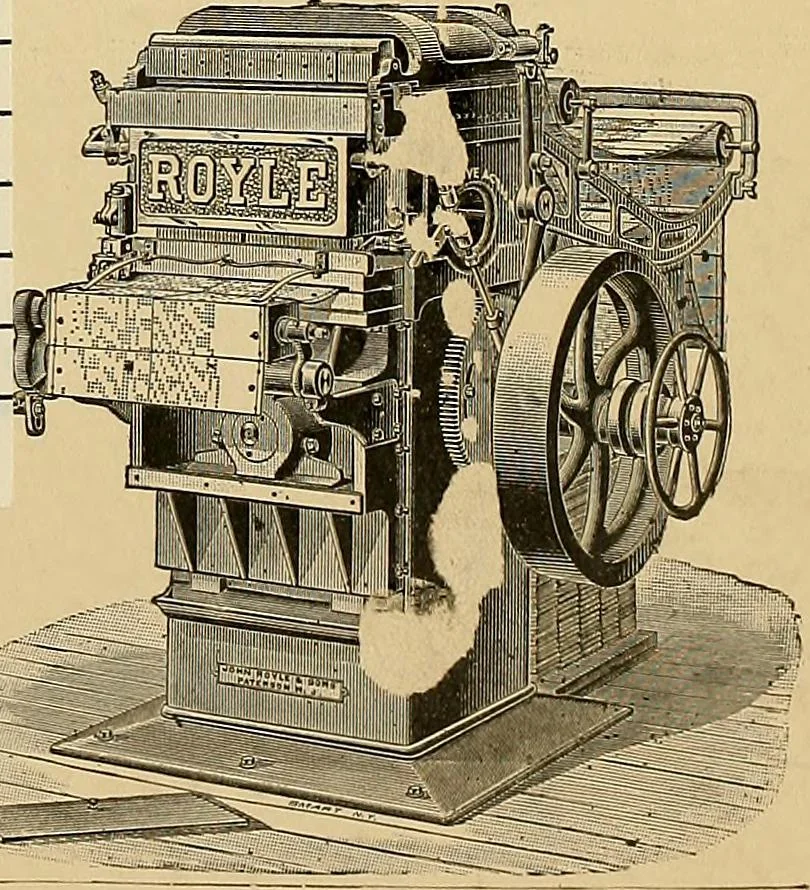 An illustration from Technology of textile design. Being a practical treatise on the construction and application of weaves for all textile fabrics, with minute reference to the latest inventions for weaving, 1888, leaf 350