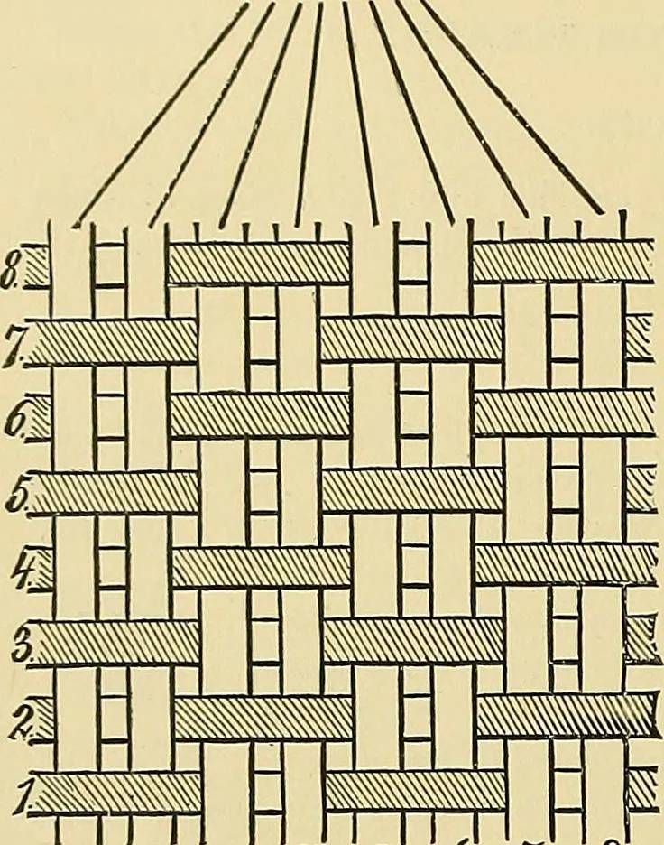 An illustration from Technology of textile design. Being a practical treatise on the construction and application of weaves for all textile fabrics, with minute reference to the latest inventions for weaving, 1888, leaf 51