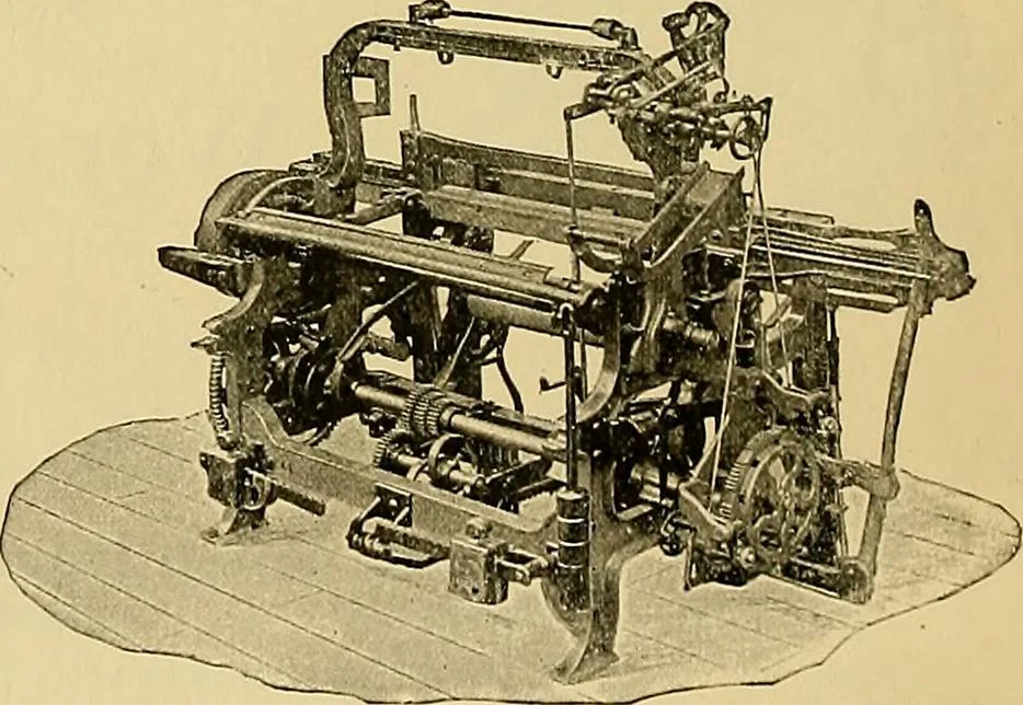An illustration from Technology of textile design. Being a practical treatise on the construction and application of weaves for all textile fabrics, with minute reference to the latest inventions for weaving, 1888, leaf 9