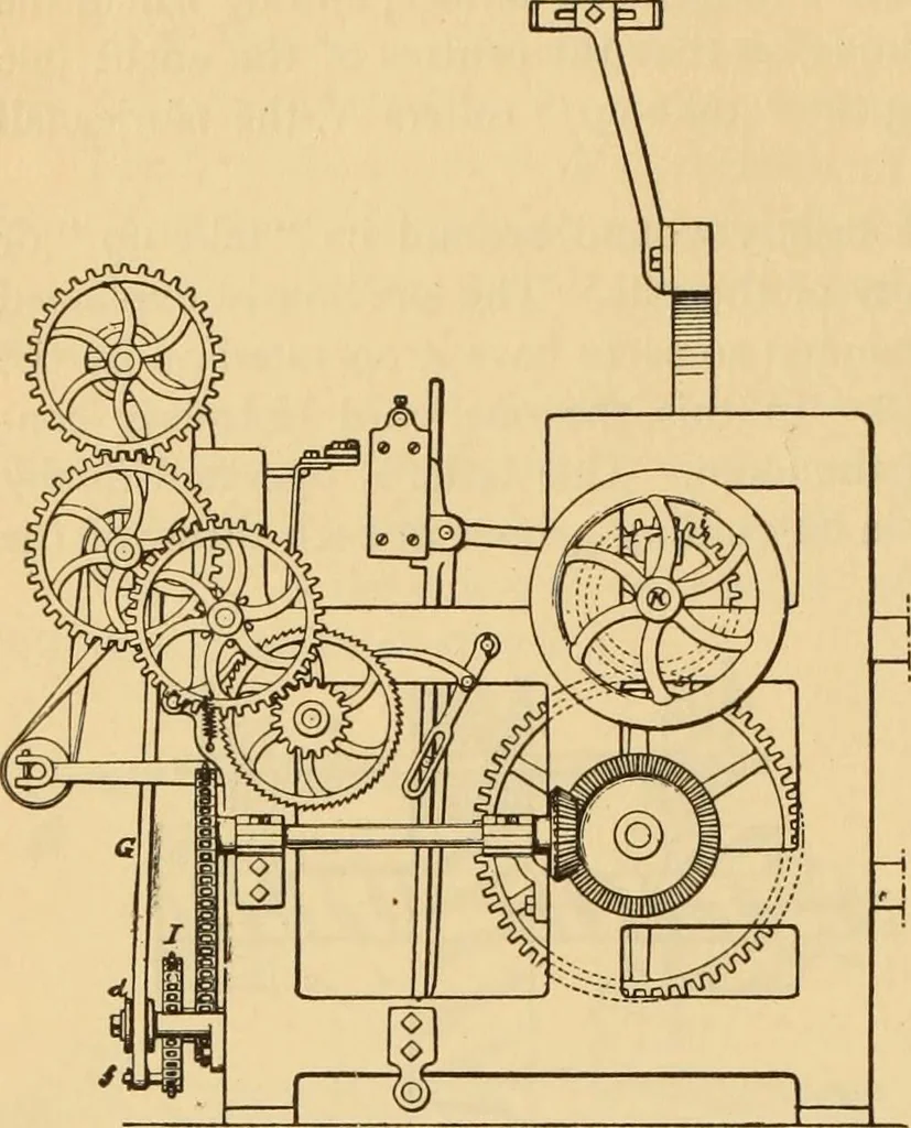 An illustration from Technology of textile design. Being a practical treatise on the construction and application of weaves for all textile fabrics, with minute reference to the latest inventions for weaving. Containing also an appendix showing the analysis and giving the calculations necessary for the manufacture of the various textile fabrics, 1889, leaf 205