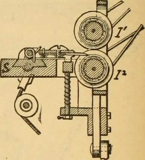 An illustration from Technology of textile design. Being a practical treatise on the construction and application of weaves for all textile fabrics, with minute reference to the latest inventions for weaving. Containing also an appendix showing the analysis and giving the calculations necessary for the manufacture of the various textile fabrics, 1889, leaf 207