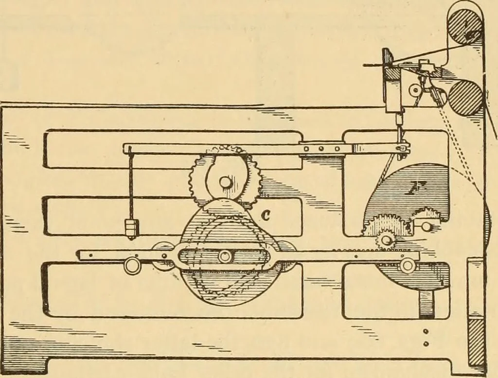 An illustration from Technology of textile design. Being a practical treatise on the construction and application of weaves for all textile fabrics, with minute reference to the latest inventions for weaving. Containing also an appendix showing the analysis and giving the calculations necessary for the manufacture of the various textile fabrics, 1889, leaf 208