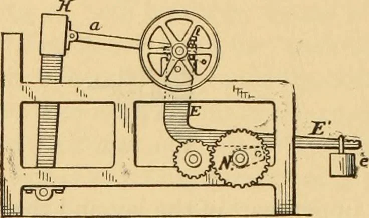 An illustration from Technology of textile design. Being a practical treatise on the construction and application of weaves for all textile fabrics, with minute reference to the latest inventions for weaving. Containing also an appendix showing the analysis and giving the calculations necessary for the manufacture of the various textile fabrics, 1889, leaf 223