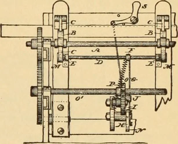 An illustration from Technology of textile design. Being a practical treatise on the construction and application of weaves for all textile fabrics, with minute reference to the latest inventions for weaving. Containing also an appendix showing the analysis and giving the calculations necessary for the manufacture of the various textile fabrics, 1889, leaf 224